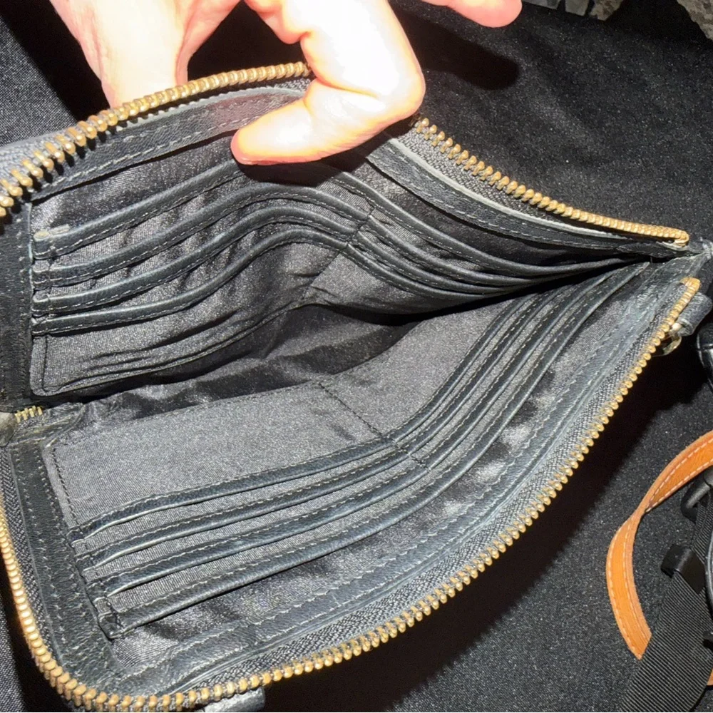 Black Leather Rachel Roy Wristlet/Wallet